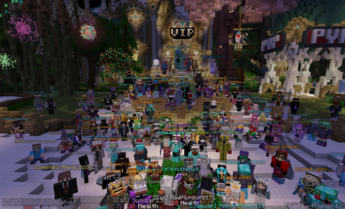 Celebration in full swing with fireworks lighting up the sky.